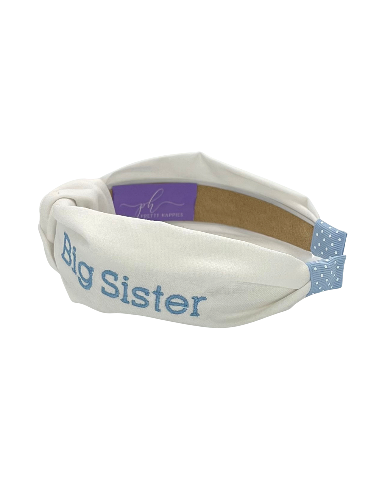 Big Sister - Blue or Pink Embroidery on White