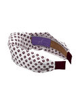 Load image into Gallery viewer, Maroon Paw Prints on White Knot Headband
