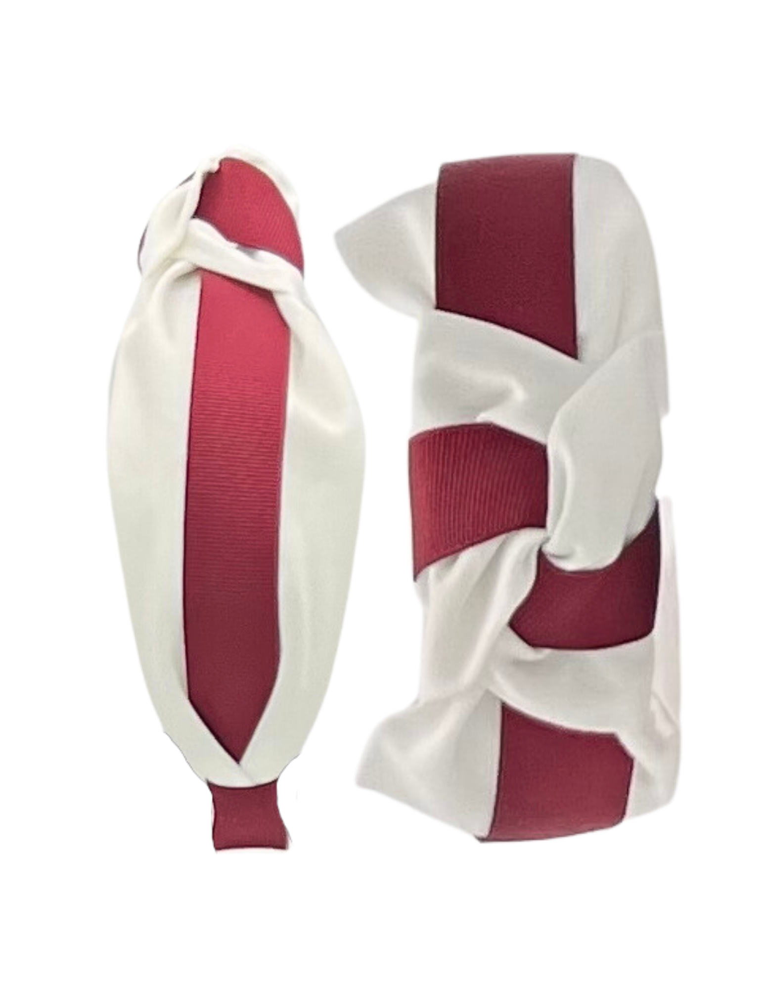 Maroon Ribbon on White Knot Headband