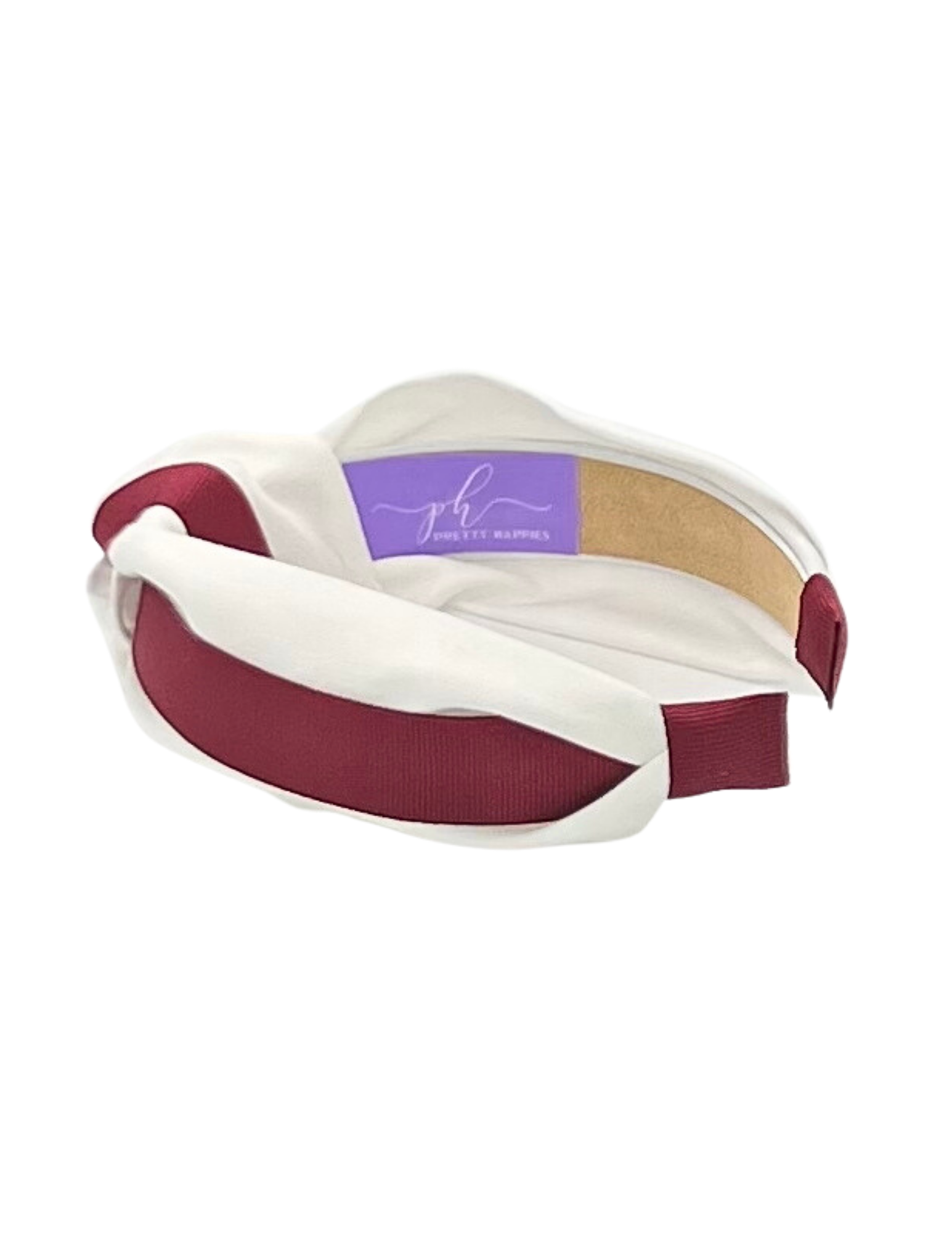 Maroon Ribbon on White Knot Headband