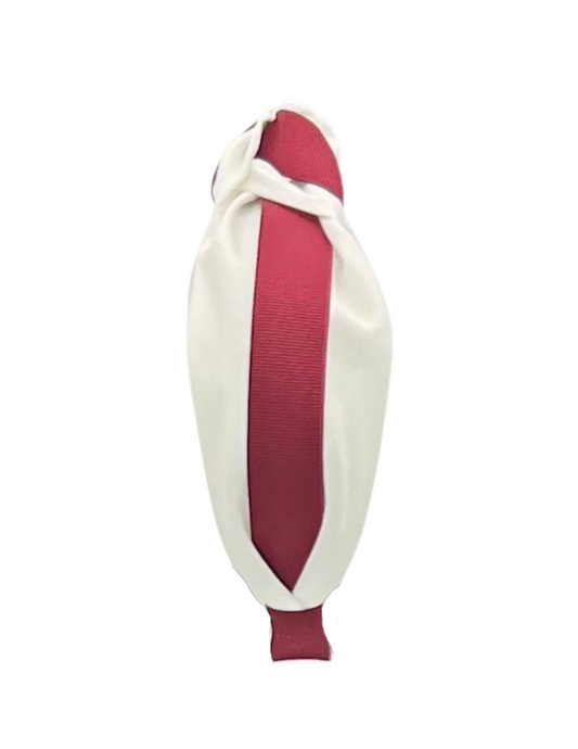 Maroon Ribbon on White Knot Headband