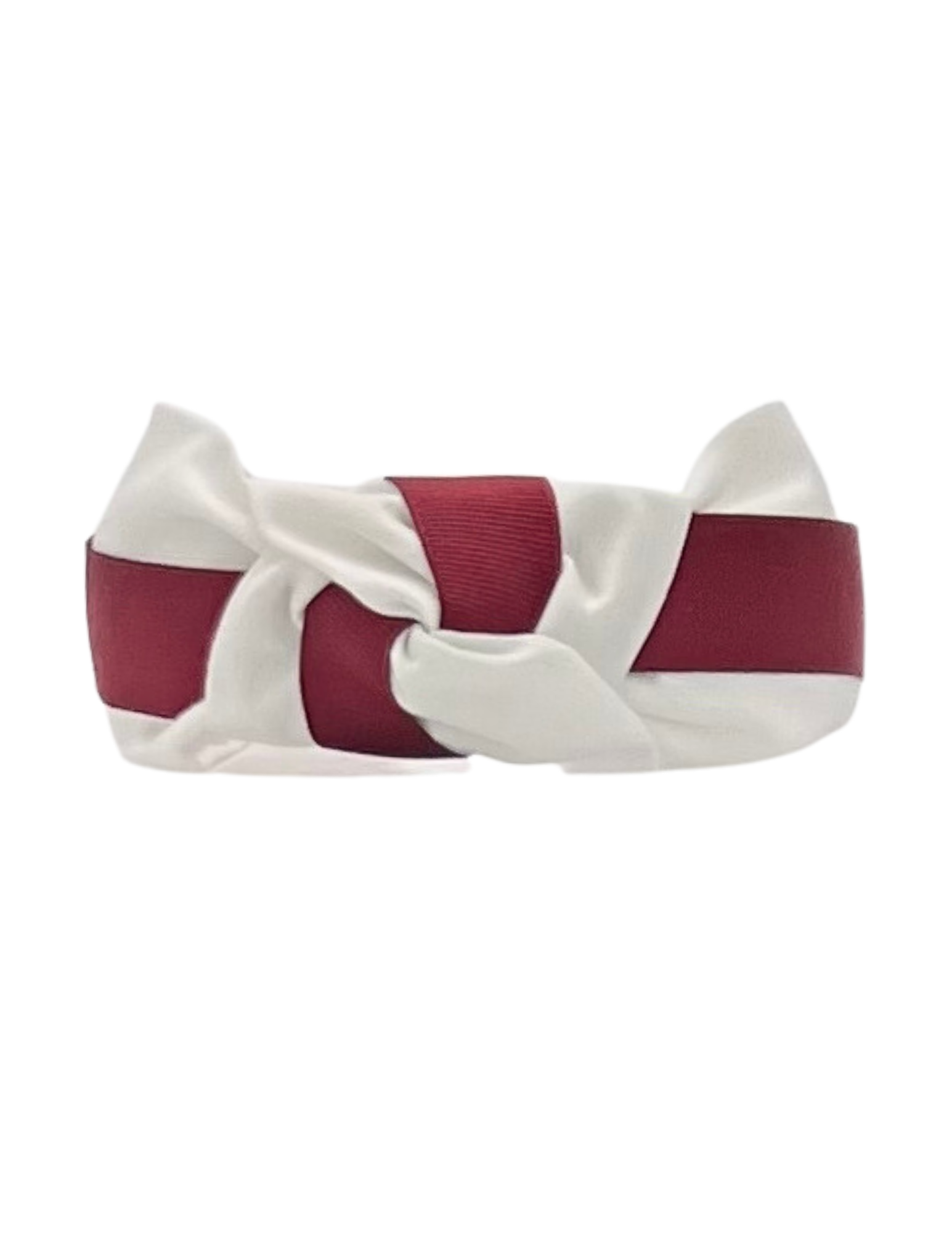 Maroon Ribbon on White Knot Headband