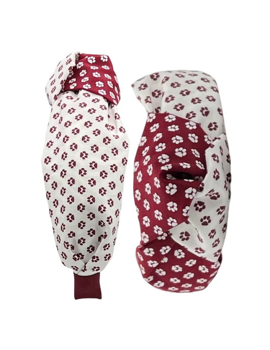 Maroon Paw Print Twist