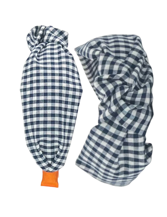 Navy Gingham with Orange