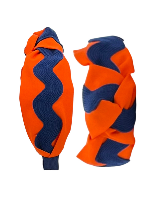 Navy Ric Rac on Orange