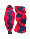 Load image into Gallery viewer, Navy Ric Rac on Red
