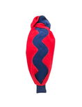 Load image into Gallery viewer, Navy Ric Rac on Red

