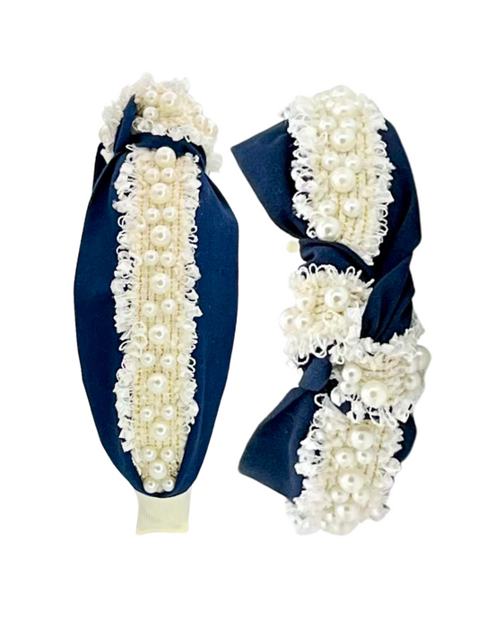 Navy with Pearl Trim