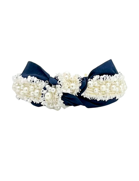 Navy with Pearl Trim