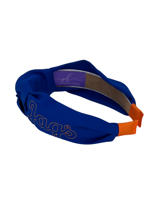 Orange Embroidered Jags on Royal Knot Headband