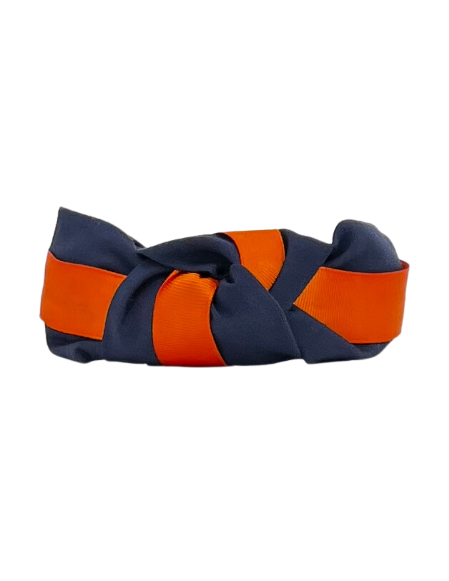 Orange Ribbon on Navy Knot Headband