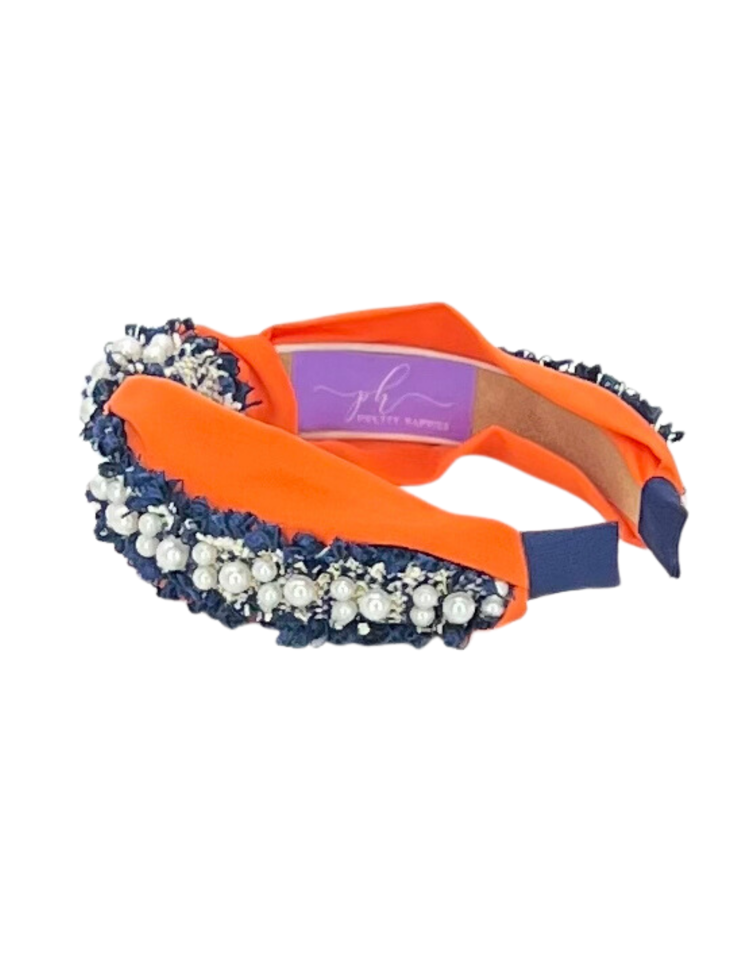 Orange with Navy Pearls