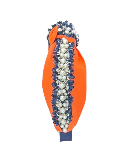 Orange with Navy Pearls