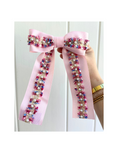Load image into Gallery viewer, Pink and Blue Pearl trim on Pink Ribbon
