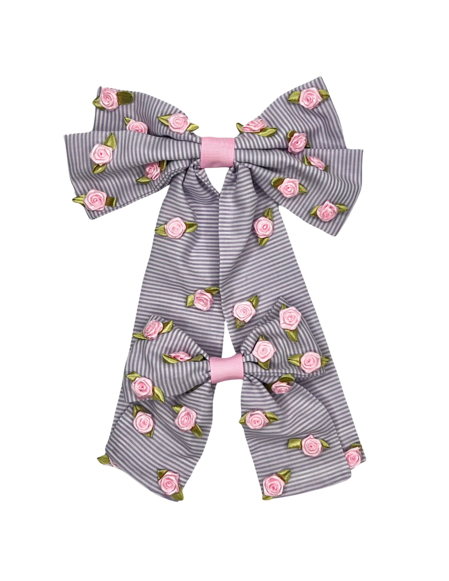 Purple Stripe with Roses MED Bow