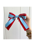 Load image into Gallery viewer, Red Scalloped and Powder Blue Ribbon Bow

