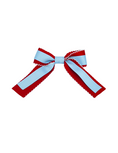 Load image into Gallery viewer, Red Scalloped and Powder Blue Ribbon Bow
