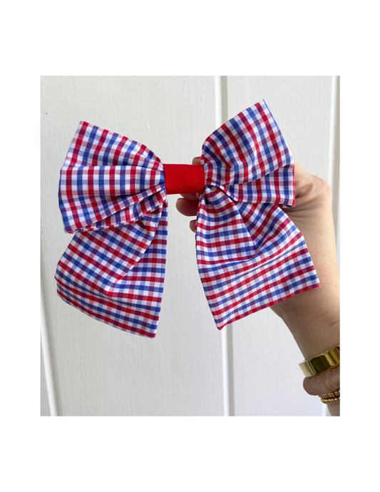 Red and Blue Gingham Bow