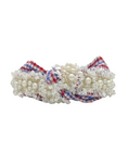 Load image into Gallery viewer, Red & Blue Gingham with Pearl Trim
