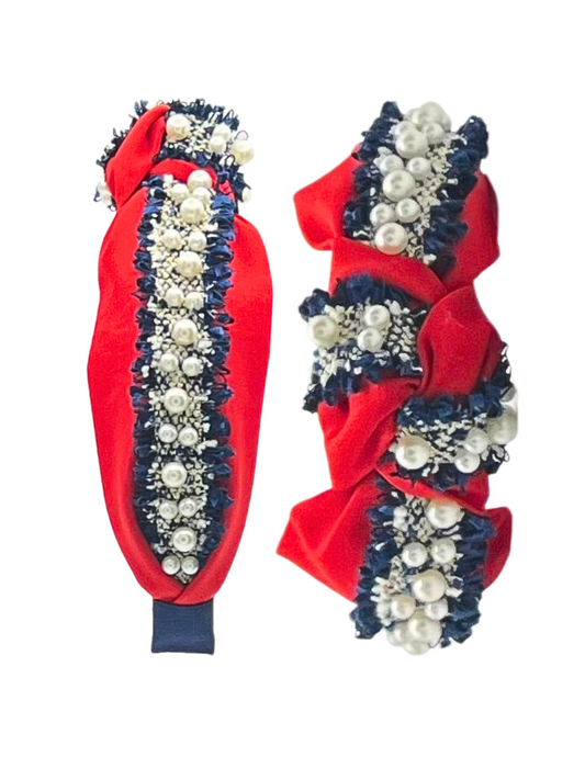 Red and Navy Pearl Trim