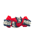 Load image into Gallery viewer, Red and Navy Pearl Trim
