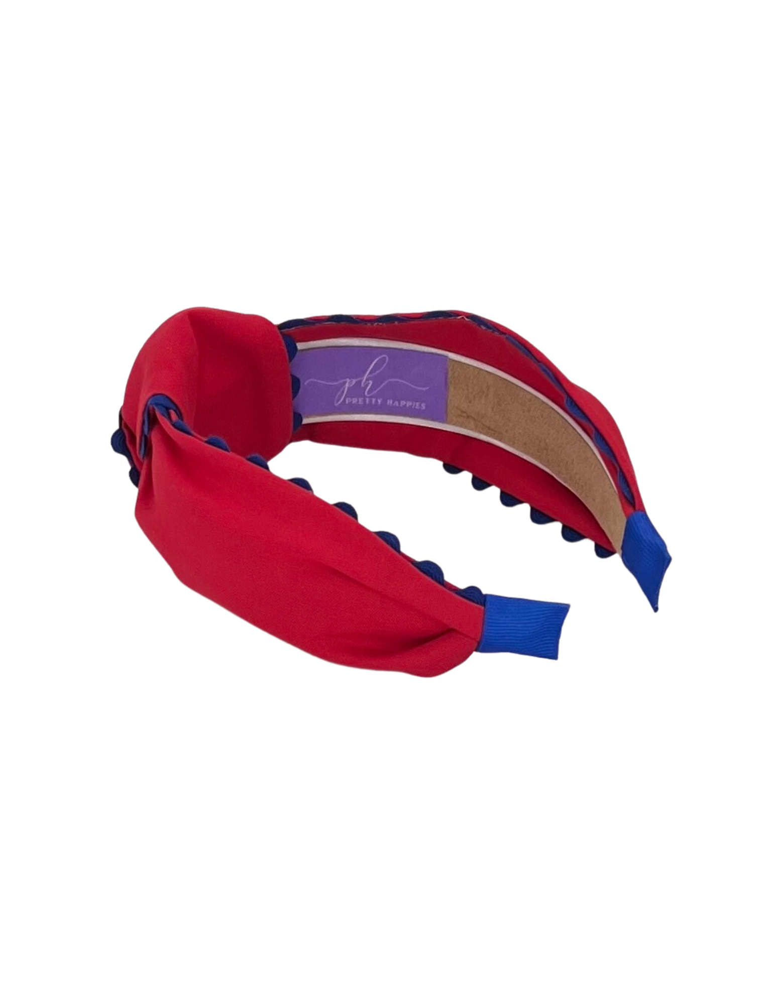 Royal Blue Scallop on Red