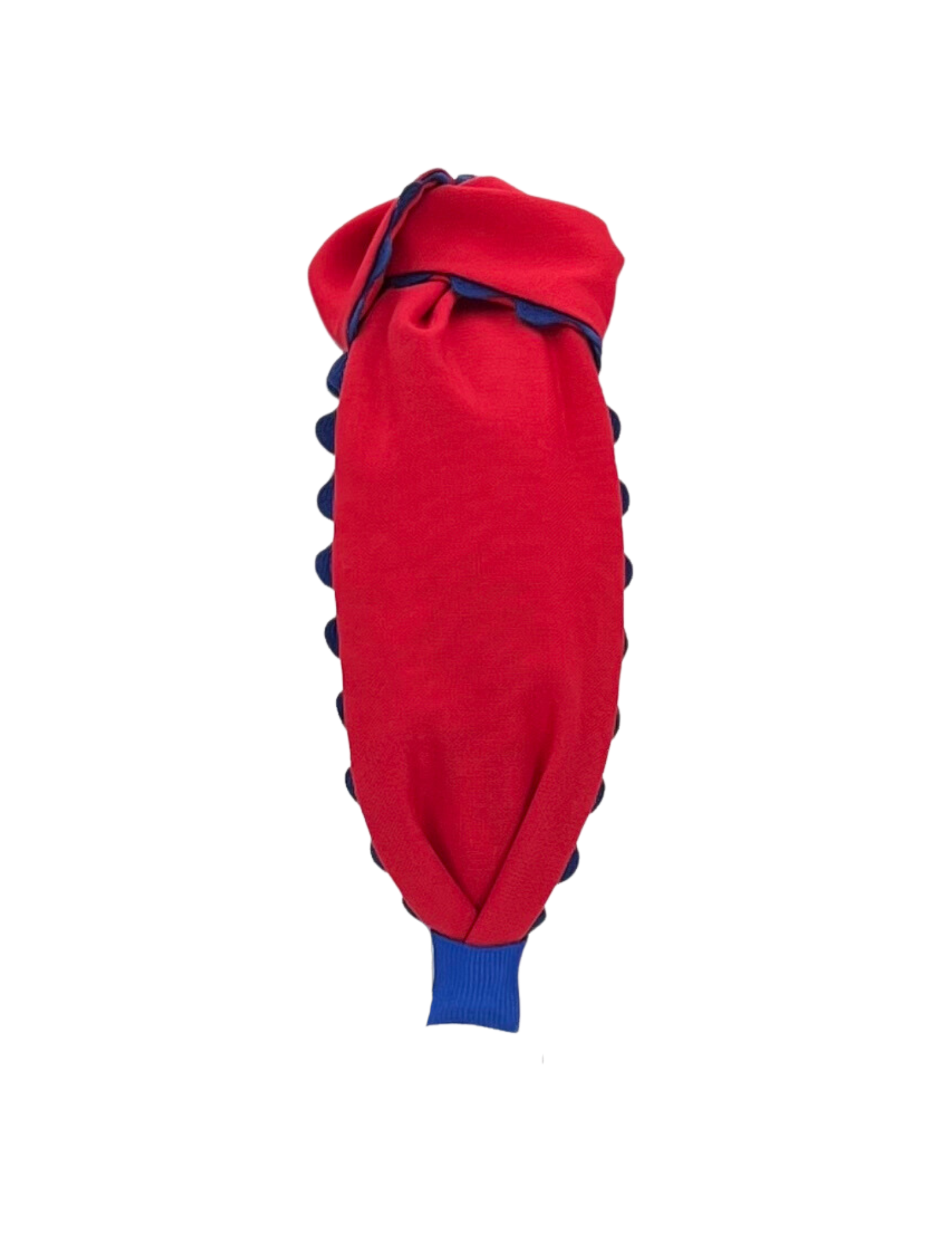 Royal Blue Scallop on Red